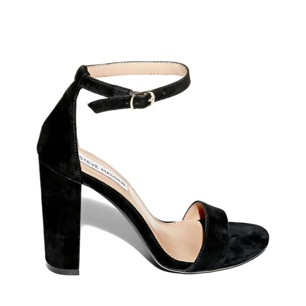 STEVE MADDEN Women's Size 7 Black Carsson Suede Leather Ankle Strap High Heels